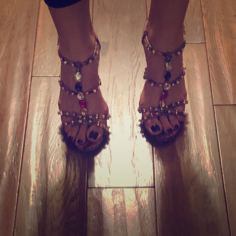 Beautiful multi colored jeweled stilettos